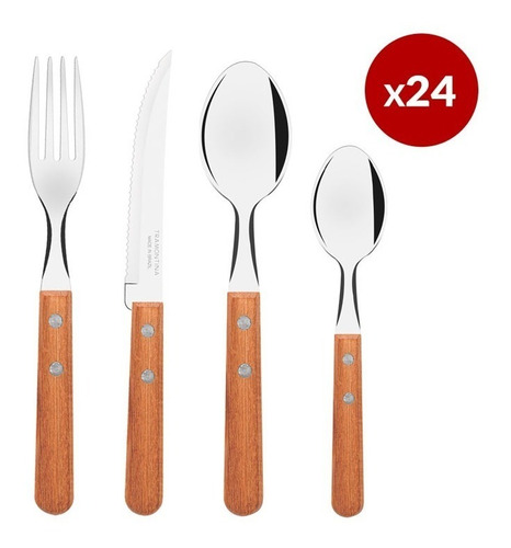 Set 24 Cubiertos Tramontina Dynamic Mango Madera