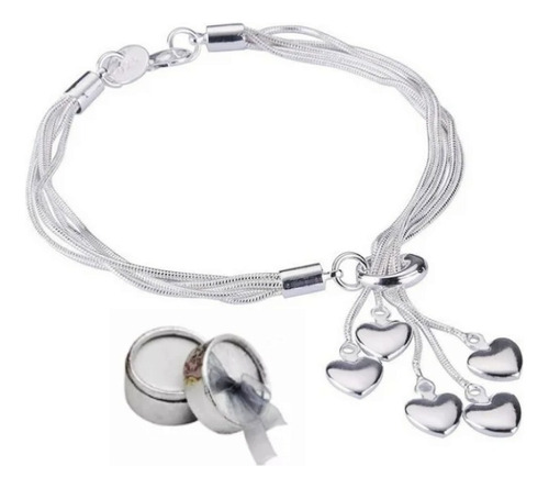 Pulsera Mujer Esclava Brazalete Plata 925 Elegante Corazon