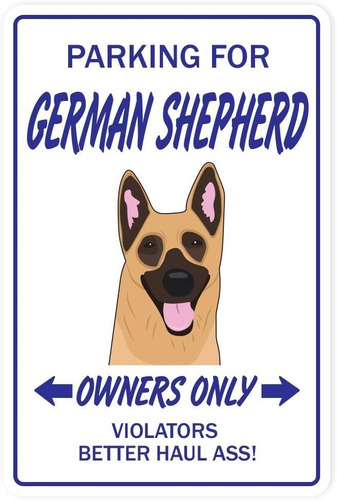 Cartel Alemán Shepherd Para Perro Mascota Estacionamiento Am