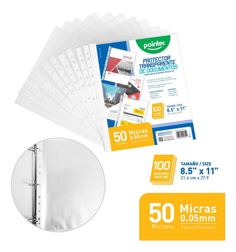 Protector De Hojas 50 Micras 8.5 X11 PLG Pointer.