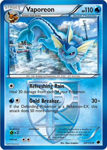 Cartas Pokemon Vaporeon 20/116 Plasma Freeze Plf