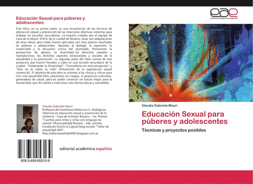 Libro: Educación Sexual Púberes Y Adolescentes: Técnica