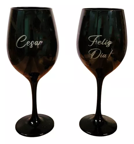 Copas de vino tinto grabadas personalizadas para el día de la