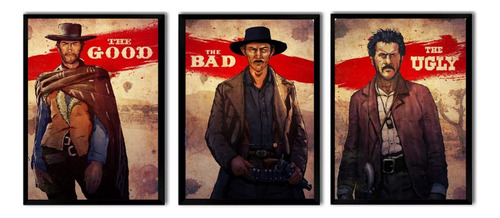 Kit 3 Quadros  The Good, The Bad And The Ugly