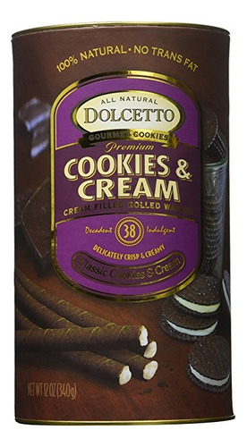 Dolcetto Llenado Crema Barquillos Cookies & Cream - 12 Oz