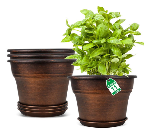 Conjunto De 4 Macetas Para Plantas De 11 Pulgadas, Macetas