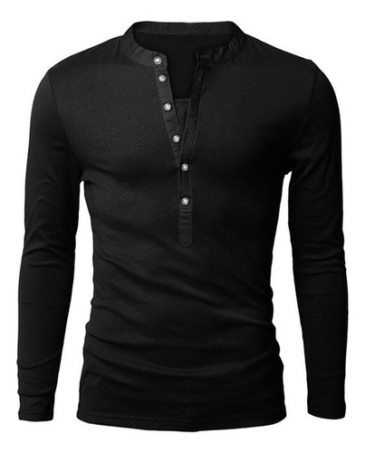 Hombre Casual Manga Larga T-shirt Cuello V Slim Fit Camisas