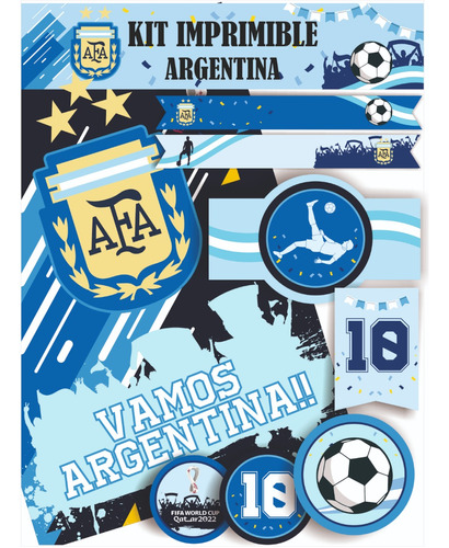 Kit Imprimible Argentina Afa Fútbol Mundial Messi Candy Bar