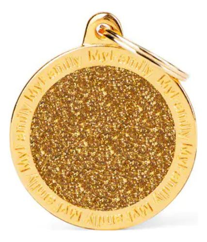 Chapa Identificatoria Para Mascota My Family Circle Gold S Color Dorado Small Circle Gliter Gold