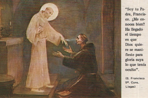 Tarjeta Religiosa San Francisco Muestra En Visión Llagas (Usado)