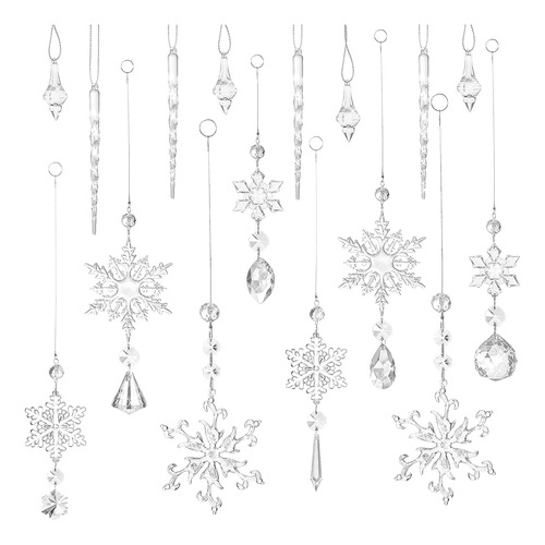 16 Piezas De Decoracin De Copo De Nieve De Cristal De Navida