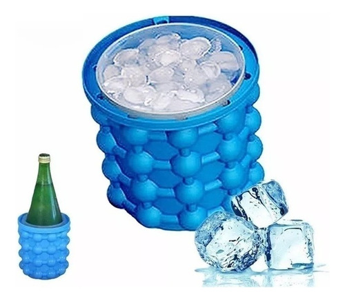 Contenedor Hielo Ice Cube Maker Genie Enfría Vaso Botella Color Azul