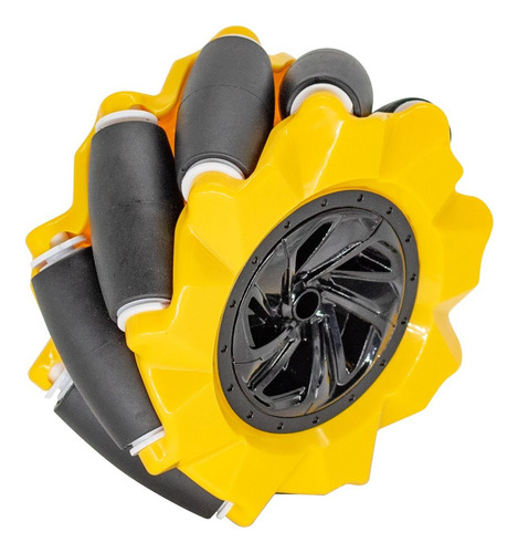 Roda Pneu Omnidirecional 80mm Mecanum Amarelo (esquerda)