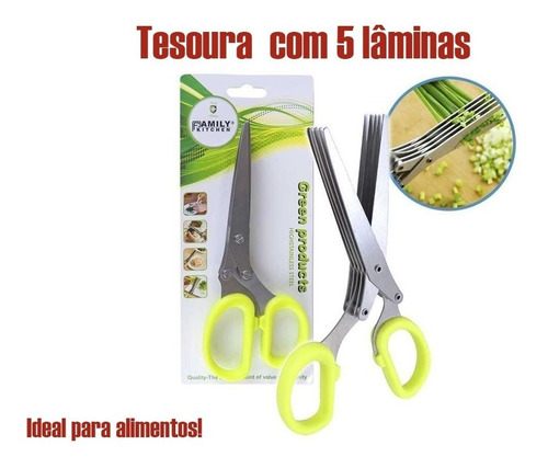 Tesoura P/ Temperos C/varias Laminas 5 Laminas Picar Cortar