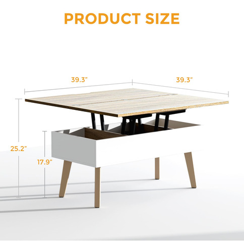 Mesa De Centro Elevable 3 En 1