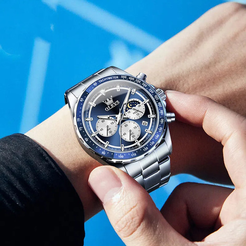Reloj De Acero Inoxidable 2945 Chronograph Luminous Para Hom