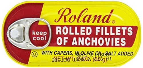 Roland Foods Anchoa Filetes, Rodada Con Las Alcaparras, 2 On