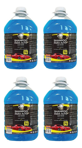 4 Shampoo Para Auto Car Wash Lava Y Encera 76 Lavadas 3.8 L