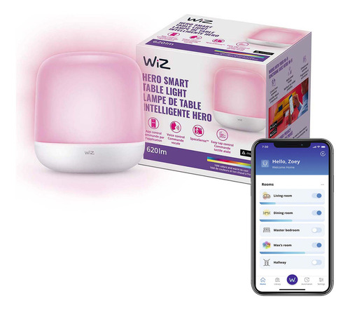 Lámpara Inteligente portátil WiZ Hero con luz multicolor controlable Wi-Fi y altavoces inteligentes, perfecta para crear ambientes vibrantes y personalizables en cualquier lugar