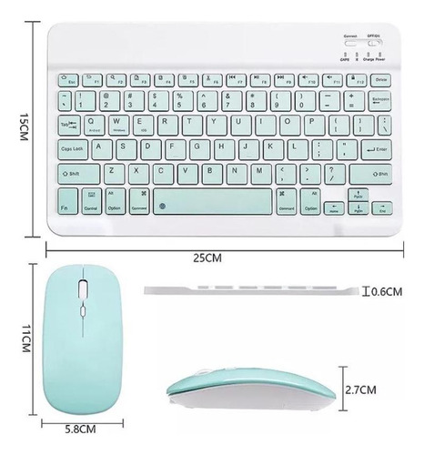Kit Teclado Mouse Sem Fio Bluetooth Tablet Notebook Color