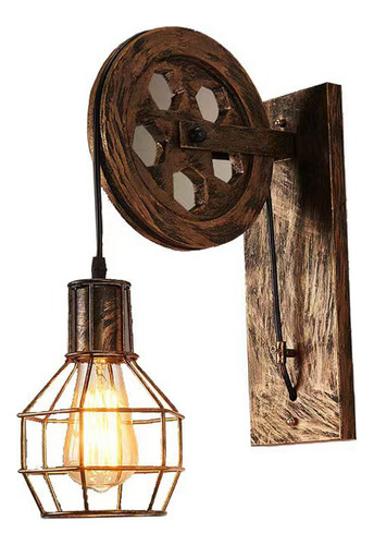 Lámpara De Pared Rústica Polea Vintage Industrial E27