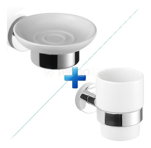 Vaso Porta Cepillos + Jabonera Piazza Baño Accesorio Linea G