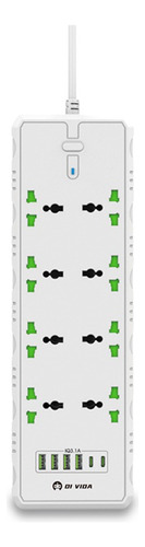 Filtro De Linha Padrão Europeu Com Entrada Usb 2 Entradas C Cor Branco