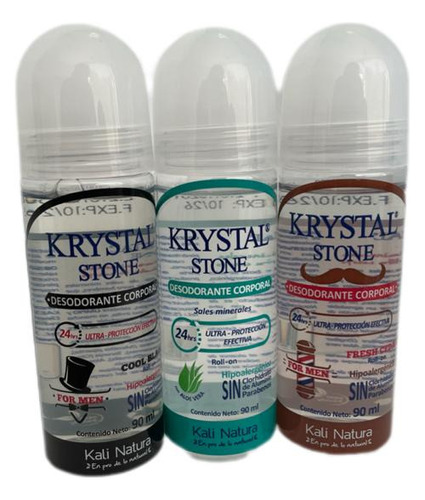 Desodorante En Roll On Krystal Stone, Hipoalergenico, 90ml
