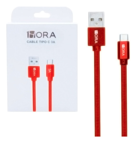 Cabo Carregamento 1hora Cabo Usb 2.0 A/c 3a 1m Vermelho