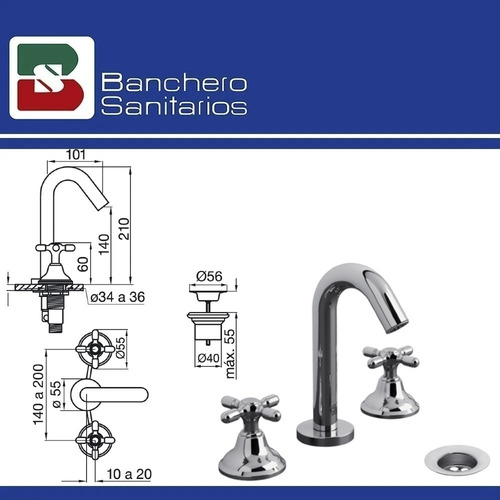Combo Grifería Completa Fv Newport Plus Lavat Bidé Ducha Cta
