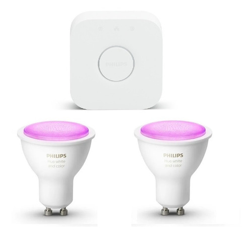 Philips Hue Bridge + 2 Lámparas Hue Gu10 Color