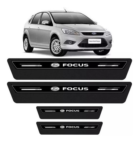 Soleira De Porta Platinum Resina  Ford Focus 2009 Até 2013 - Preto