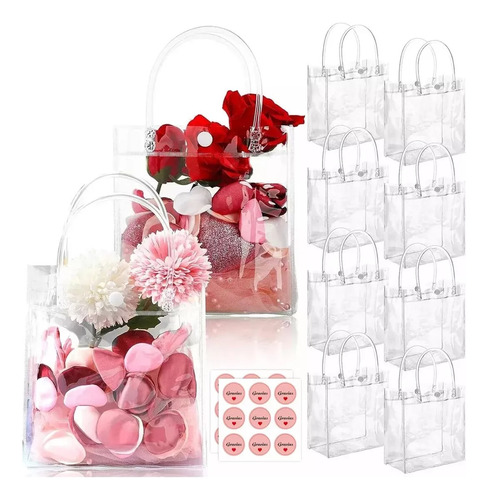 25 Bolsa Pvc Envio Regalo Con Asa Transparentes Boda Bautizo