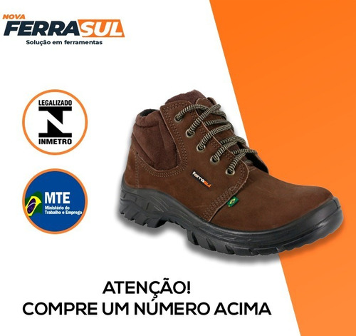 Imagem 2 de 6 de Botina Bota Nobuck Bico Pvc Acolchoado Ecosafety Unissex