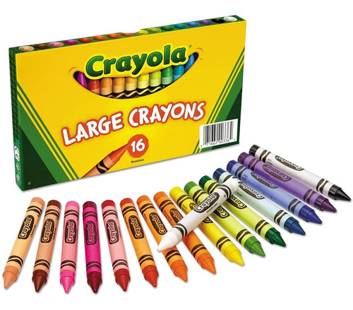 Crayola: Caja X 16 Crayolas Large - Medida 10.16 X 1.11 Febo