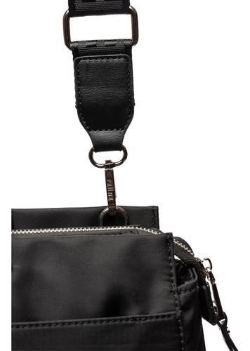 Cartera Bandolera De Nylon Prüne - Modelo Base, Asas Negras Negro Lisa Níquel Negro
