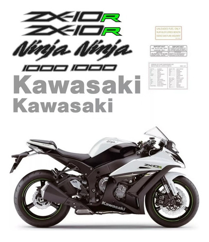 Kit Adesivos Moto Kawasaki Ninja Zx-10r 2014 Branca Ca-15997