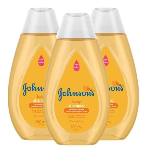 Kit 3 Shampoos Johnsons Baby Regular 200ml