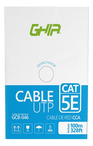 Cable Red Ghia Gcb-046 Utp Cat5e Cca 24awg Bobina 100m Azul