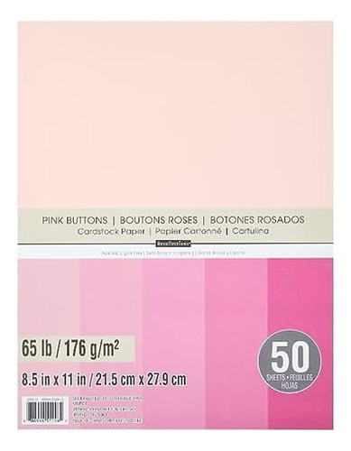 Cardstock Paper, 8 1/2 X 11 Pink Buttons - 50 Sheets