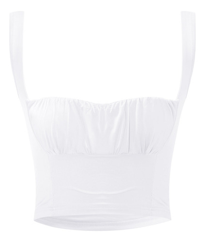 Blusa Camisola Delgada Plisada De Color Con Cuello Para Muje