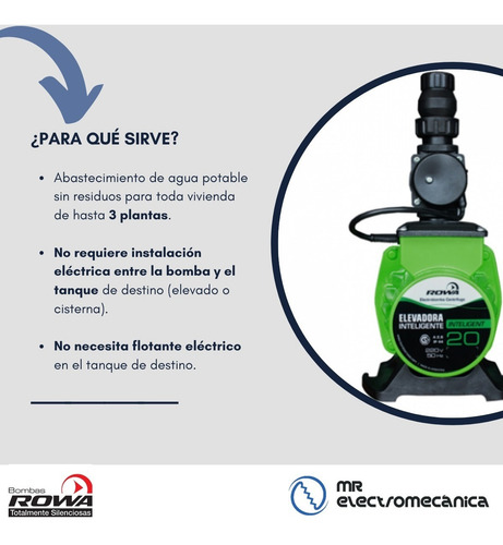 Imagen 2 de 10 de Bomba Inteligente Rowa 20 Elevadora Agua Silenciosa Y Automática Calidad Premium - F