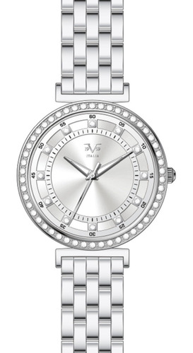 Reloj De Mujer V1969 Italia Plateado Con Cristales