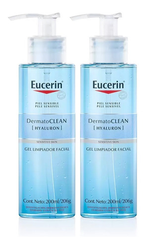 2 Gel Limpiadores Faciales Eucerin Dermatoclean De 200 Ml