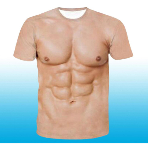 Divertida Camiseta Muscular Con Estampado Corporal En 3d Man