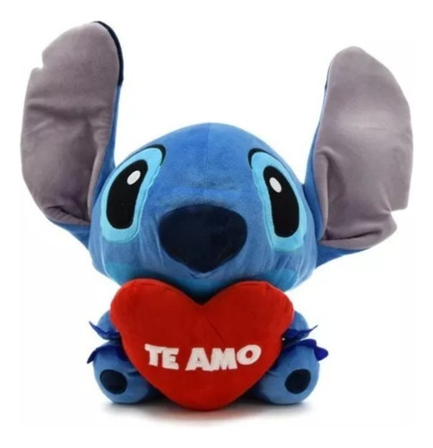 Peluche Stitch Sentado Corazón Te Amo 35 Cm Orig Lic Oficial