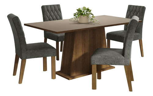 Juego De Comedor Con Mesa Y 4 Sillas Madesa Ashley Mcs Color Marron/Crema/Plata