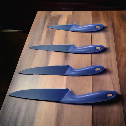 Conjunto Facas De Cozinha 4 Peças Aço Inox Cabo Plástico