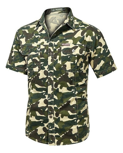 Camisa De Manga Corta De Camuflaje Militar Para Hombre