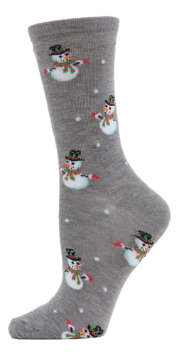 Memoi Let It Snowman Crew Calcetines Gris Medio Heather 9-11